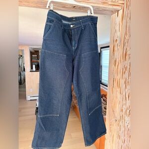 ExpressDark Blue Wide-Leg Jeans size 14